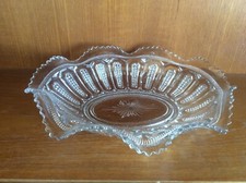 Vintage Clear Pressed Glass Oval Candy/Trinket Dish or Serving Bowl, 1950s-1970s
