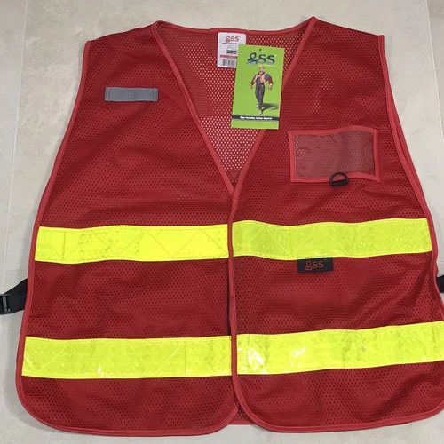  GSS 3111-3119 Multi-Usage Utility Safety Vest HIGH Visibility Red NWT - product listing photo