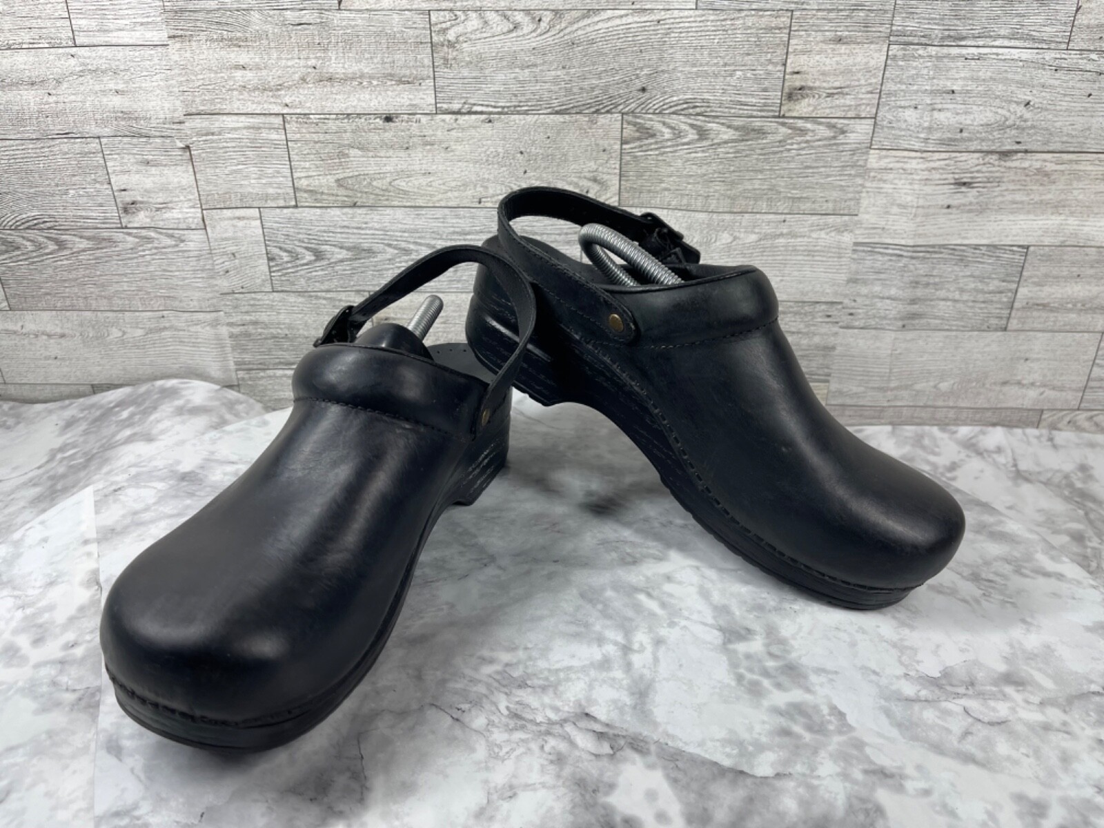 Dansko Women’s 10.5 Ingrid Black Oiled Leather Clogs for Lagenlook Style-image