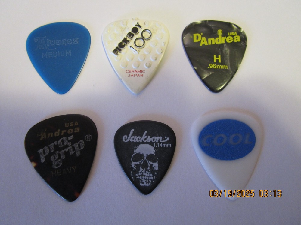 6 Guitar Pick Assortment - D'Andrea, Pickboy, Alvarez & More #1579