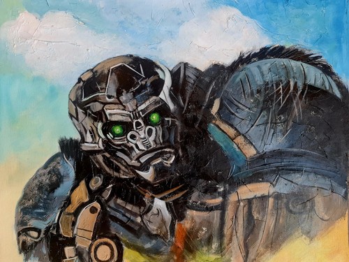 Transformers in Peru. Oil painting on canvas by unknown artist, 24x36 inch. - Picture 3 of 9