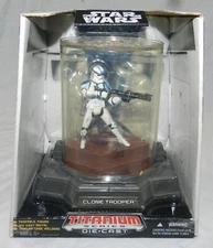 NIB - Star Wars Titanium Series Die-Cast White Clone Trooper with display case