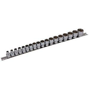 18-teilig 3/8 Zoll Dr Multi Fit Steckschlüsselsatz mit Halteschiene Stern SAE metrisch (CT1116)