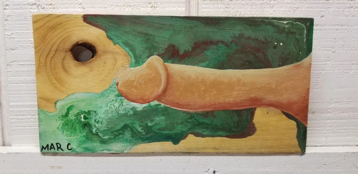 Original Abstract Green Male Penis Art Dick Painting on Wood | eBay