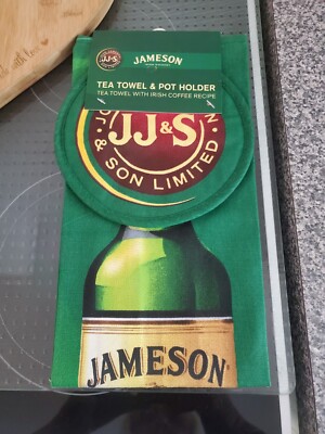 JAMESON Baumwolle Handtuch & Topflappen. Irish Whiskey und Irish Coffee Rezept.