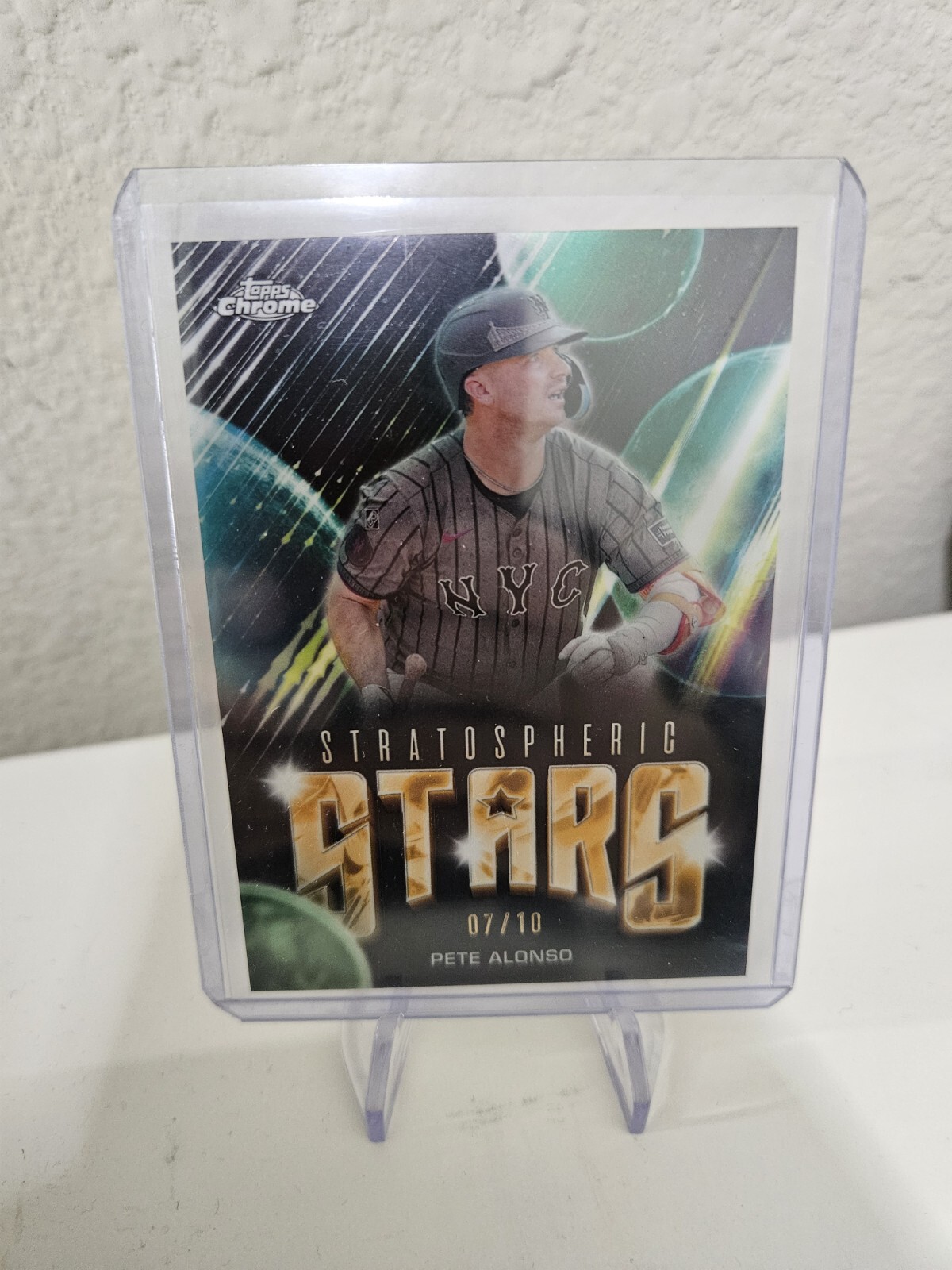 2024 Topps Chrome Update Stratospheric Stars Pete Alonso BLACK Refractor 07/10