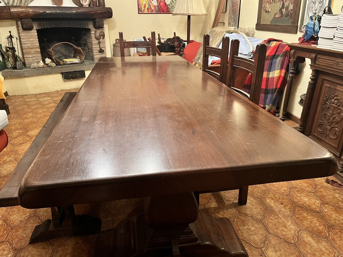 Tavolo bellissimo in legno massello da taverna completo di sedie e panca