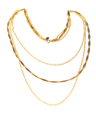 Gold Tone 3 Strand Necklace 22 Inch