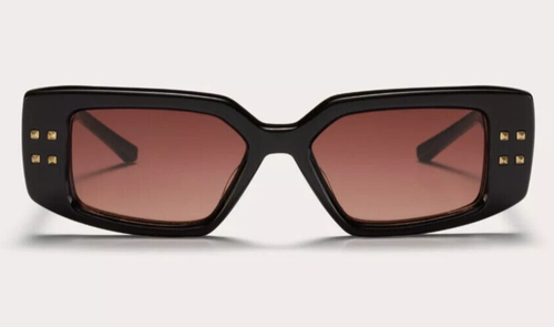 Valentino VLS108A-53 Cinque Black Gold Studs/Dark Rose Grd Lenses Sunglasses NIB - Picture 4 of 8