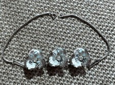 Wonderful vintage silver-tone choker necklace flowers with blue rhinestone D1