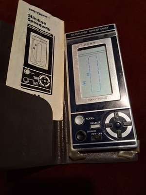 Vintage Tomytronic Slimline Speedway Vintage Handheld  Electronic Game WORKS!!!
