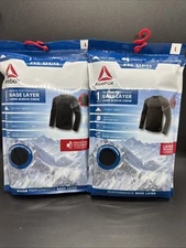 (2) Reebok Men’s Pro Black Base Layer Long Sleeve Crew Shirts Size L Large