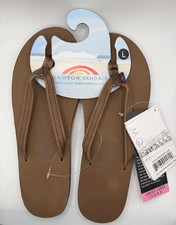 Rainbow Single Layer Premier Leather Narrow Strap Sandal Expresso Women's 7.5-8.