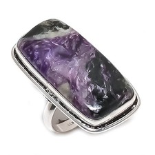 Russian Charoite Gemstone Handmade 925 Sterling Silver Jewelry Ring Size 9 y809