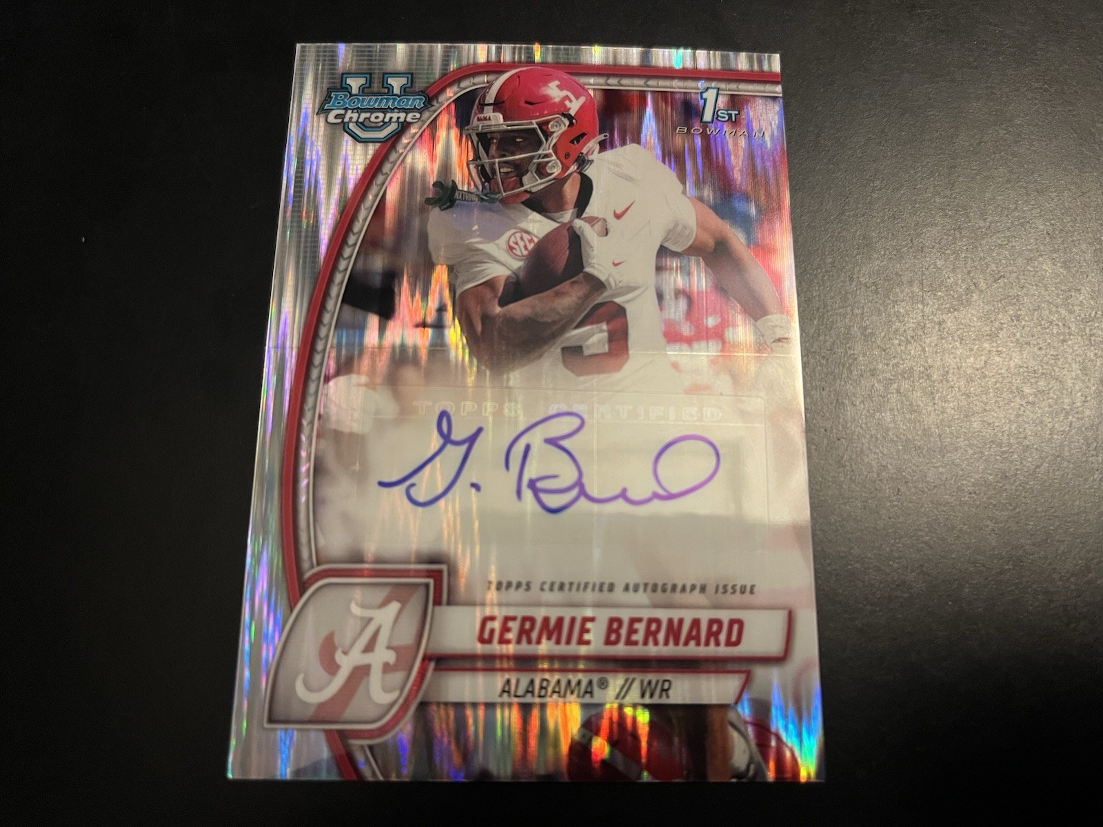 2024 Bowman U Chrome Prospect Auto Stealth Refractor Germie Bernard RC Alabama
