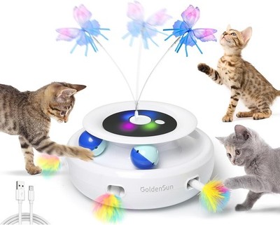 GoldenSun 3 in 1 Katzenspielzeug Automatisches Elektronisches Interaktives
