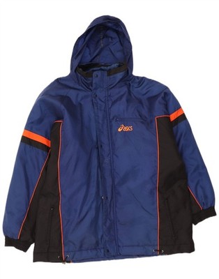 Asics Herren wattierte Jacke mit Kapuze Loose Fit UK 40 Large marineblau Colourblock CI11