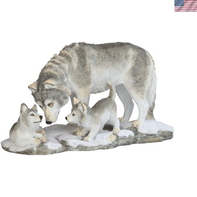 #ad Exquisite Grey White Wolf with Pups Figurine Perfect Gift for Nature Lovers $55.99