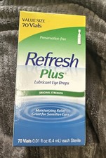 Refresh Plus Lubricant Eye Drops Preservative-Free Tears 70 Count Exp 06/2026