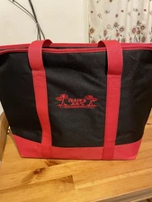 Trader Joe's Black Red Insulated Large Cooler Tote Reusable Shopping Bag NWT