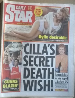 DAILY STAR 3 August 2015 Lana (Page 3) Kylie Minogue Cilla Black tribute
