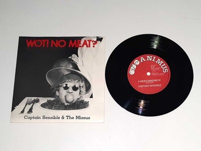 CAPTAIN SENSIBLE & MISSUS Wot! No Meat? (Damned) 7'' Pic Sleeve Vegetarian 1985