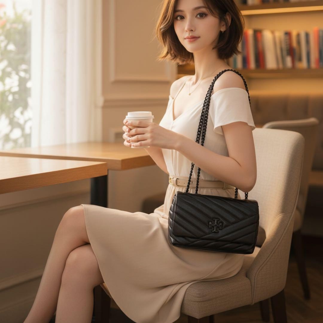 Tory Burch Kira Chevron Small Convertible Shoulder Bag Women's Used Authentic thumbnail 5