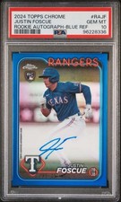 2024 Topps Chrome Rookie Autographs - Blue Ref #RAJF JUSTIN FOSCUE PSA 10