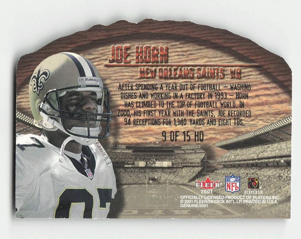 2001 Fleer Genuine #9 HO Joe Horn FOOTBALL New Orleans Saints - Image 2 of 2