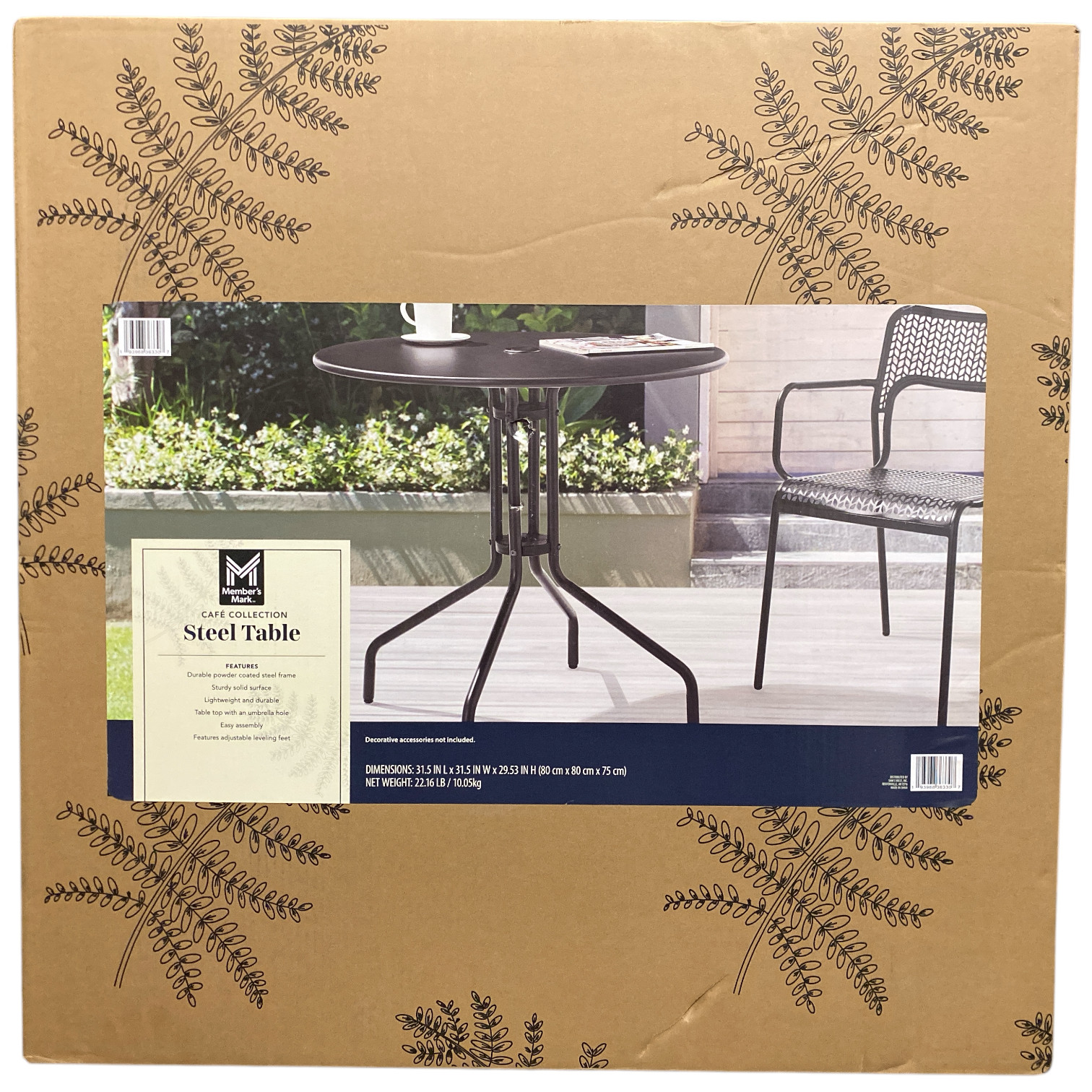 Уличный стальной стол Members Mark Cafe Collection с порошковым покрытием черный 22990₽