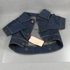 NEW Gooby Denim Dog Jacket with USA Eagle Patch 100% Cotton Step In Snap Closure