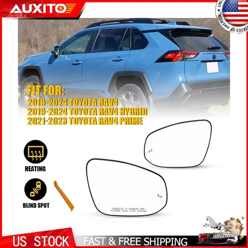 2Pc Driver Passenger Mirror Glass Heated w/Blind Spot for Toyota Rav4 2019-2024