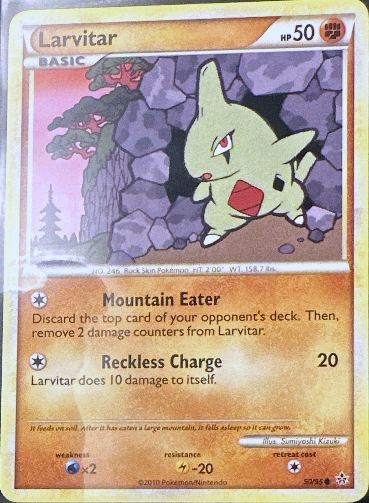 Larvitar 50/95 Common HGSS Unleashed Pokemon Lightly Played