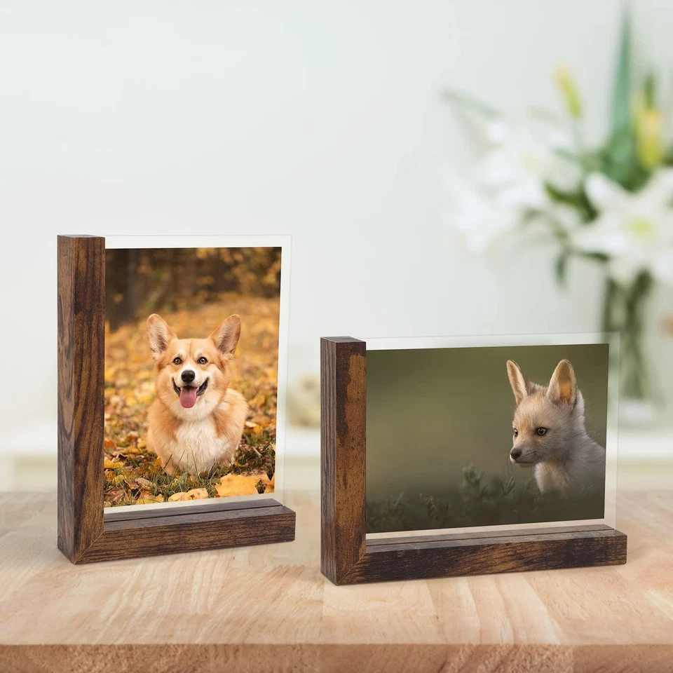 5x7 Picture Frames Set of 2, Double Sided Frame Display Holder with Rustic L ... - Image 4 of 4