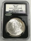 1881-S Morgan Silver Dollar NGC MS63 Mapes Casino Hoard, Black Core Slab
