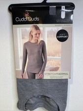 Cuddl Duds Long Sleeve Crew Thumb Holes Top Stretch Thermal Gray Sz S