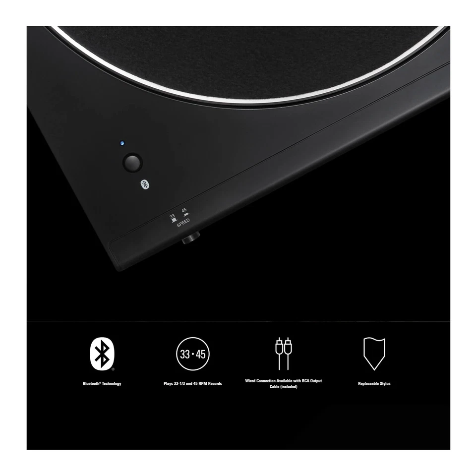 Tocadiscos Audio-Technica AT-LP60XBT negro con altavoces Bluetooth y kit de cuidado Foto 3 de 4