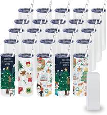 25 Pack 20Oz Sublimation Tumblers with Straws - Blank Stainless Steel Cups