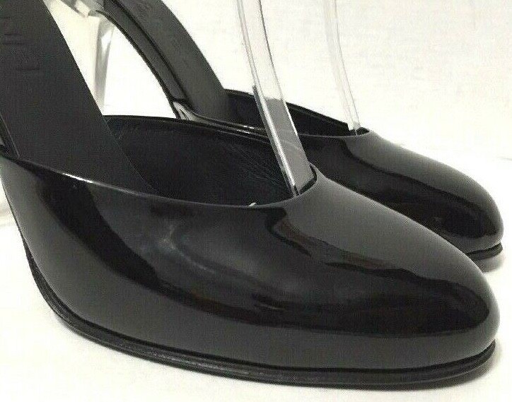 Chanel D'Orsay Pumps Heels Ankle Strap Black Clear Plastic