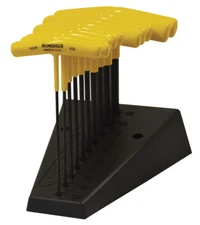 Inch Hex T-Handle Wrench Set 10pcs 3/32"-3/8" 6" Long Bondhus USA 15290