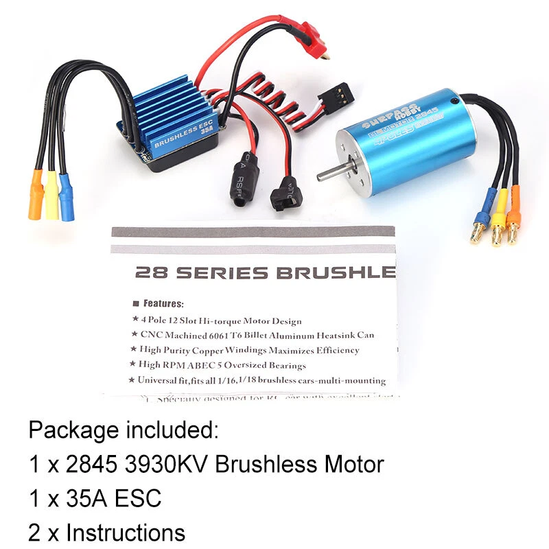 SURPASS HOBBY 2845 3930KV Sensorless Brushless Motor 35A ESC for HPI 1/18 RC Car - Image 3 of 4