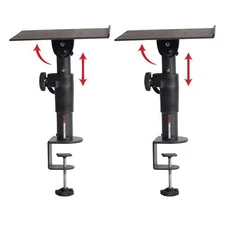 Clamp on Desktop Speaker Monitor Stand Pair Adjustable Height and Tilt 60 lbs