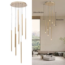 Adjustable Long Attic Pendant, 8-head Gold Pendant Light, Gold Modern Chandelier
