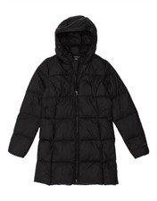 Eddie Bauer Womens Hooded Padded Coat Uk 10 Small Black Nylon Ax19