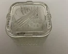 Vintage Federal Glass Clear Refrigerator Dish w/ Embossed Vegetable Lid 1940s
