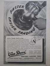 11/1948 PUB VAN DORN PORTABLE ELECTRIC TOOLS SANDER SANDER ORIGINAL AD SANDER