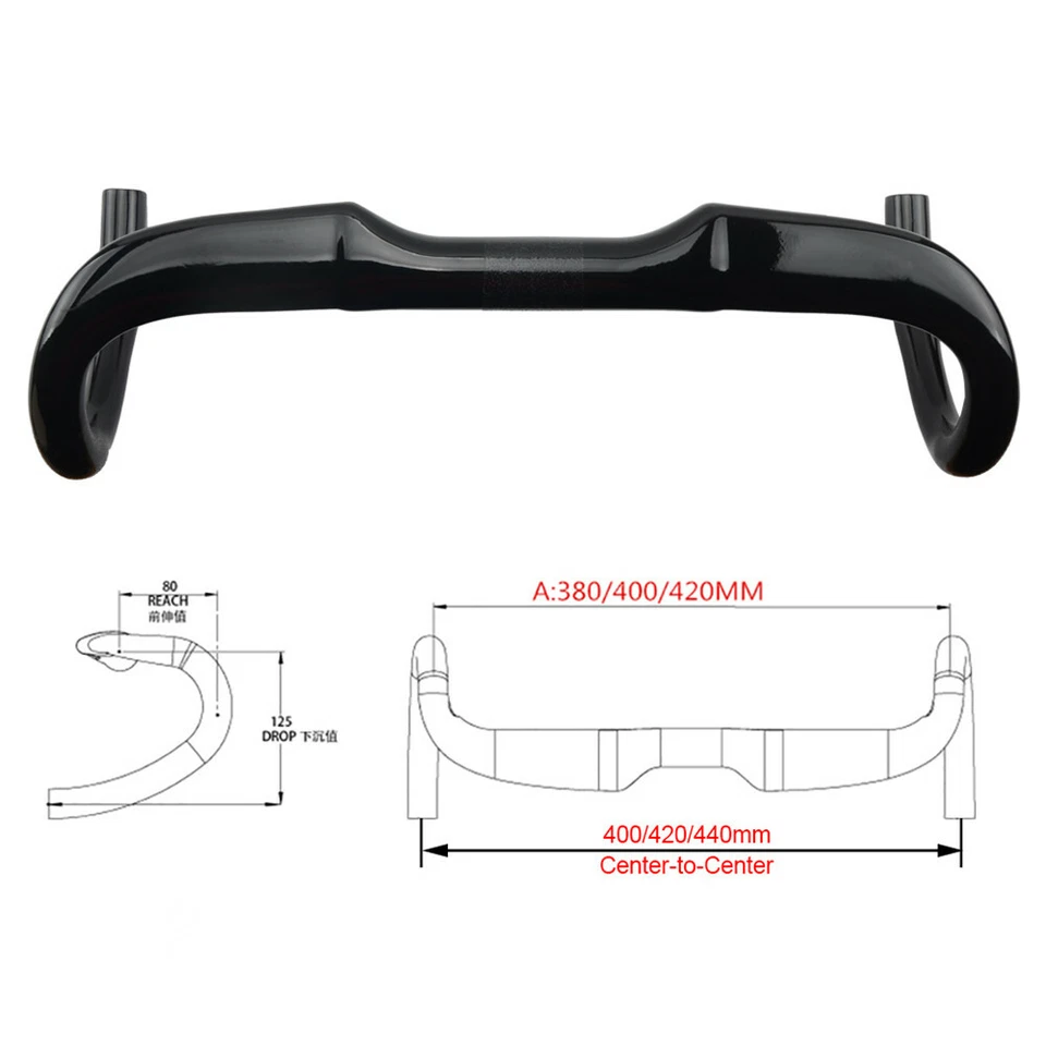 UD Full Carbon Handlebars Road Bike Drop Bar Racing Bar 31.8*400/420/440mm Black - Image 4 of 4