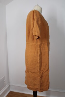 j jill orange linen dress Vintage J. Jill Coral Orange Linen Sleeveless Shift Midi Dress