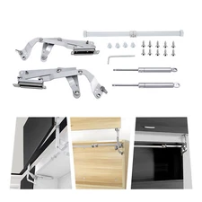 2pcs Cabinet Door Hinges Folding Lift Up Top Vertical Swing Furniture Hardware