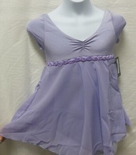 Bloch Cap Sleeve Dress Lilac Sweet Ballet Dance Rosette Trim lined